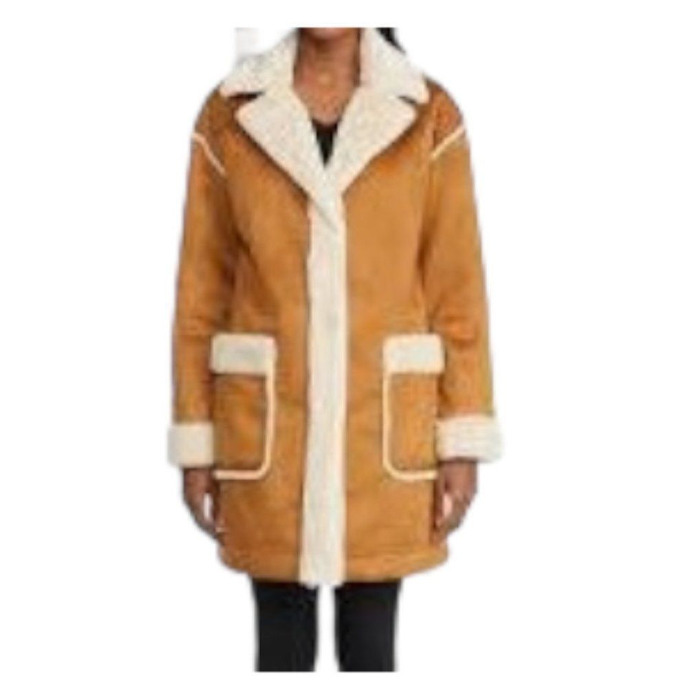 Badgley Mischka Payten Faux Shearling Coat Jacket Large NWT
